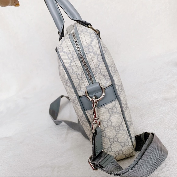 NWT Authentic Gucci GG Supreme Leather Computer Bag Briefcase Gray Unisex - Picture 6 of 9